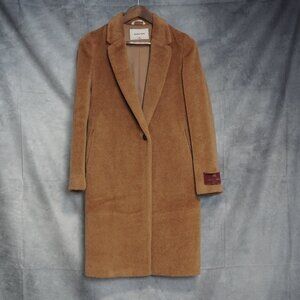 Aritzia Babaton Stedman Teddy Coat XS Camel Alpaca Wool Blend Long Jacket